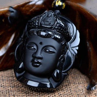 Pendentif Bouddha en Obsidienne Naturelle