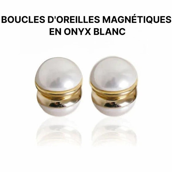 Boucles d'Oreilles Magnétiques En Onyx Blanc